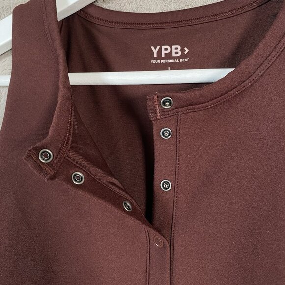 Abercrombie x YPB sculptLUX Plunge Henley Slim Tank L Activewear Built In Bra - Picture 5 of 14